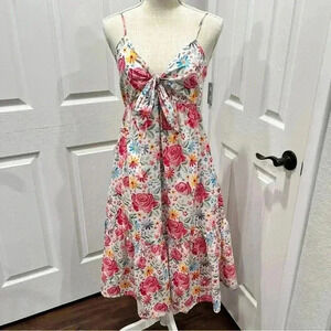 Moodie The Lauren Midi Dress, Floral, adjustable spaghetti strap , lined